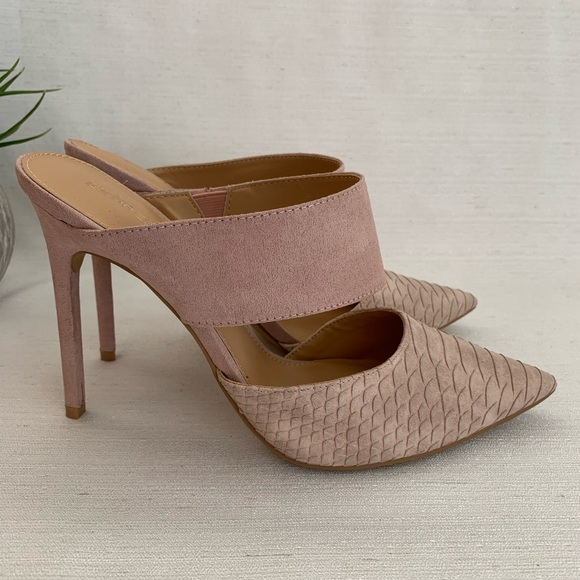 New EXPRESS Blush Reptile Slide Heels Woman’s 10 - Picture 5 of 13